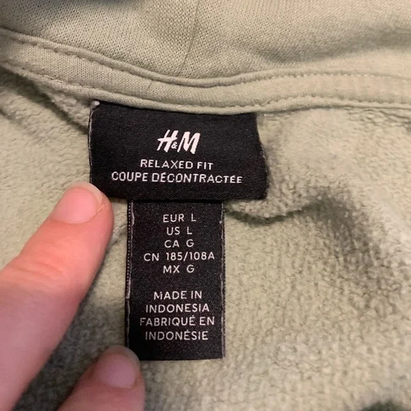 💜 H&M Relaxed Fit Hoodie Sweatshirt - Light Sage Green - Size L - Picture 5 of 6